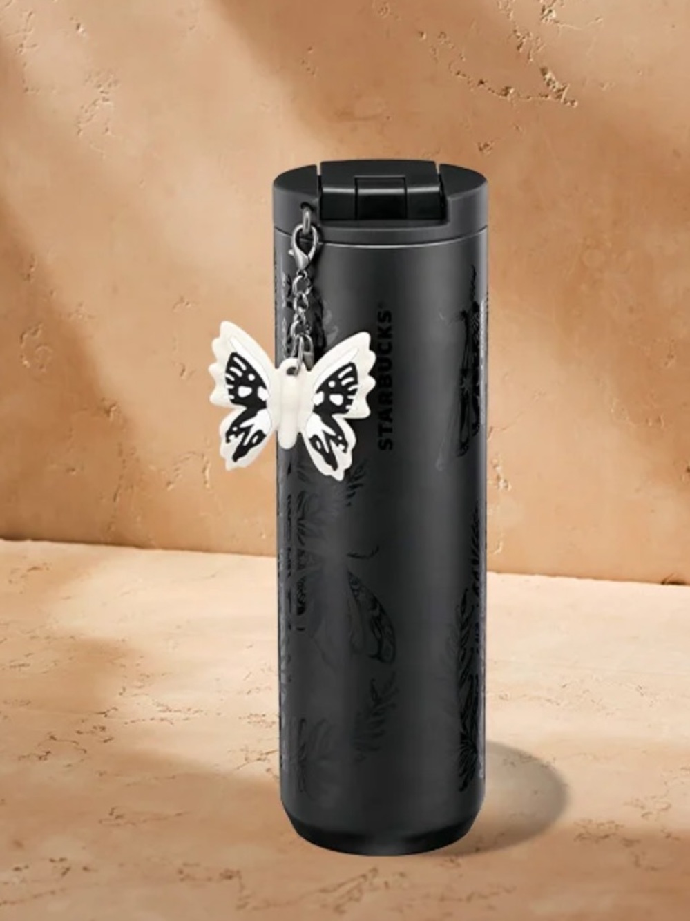 NEW Starbucks 2025 Halloween Onyx Tumbler with Moth Charm (16 oz)